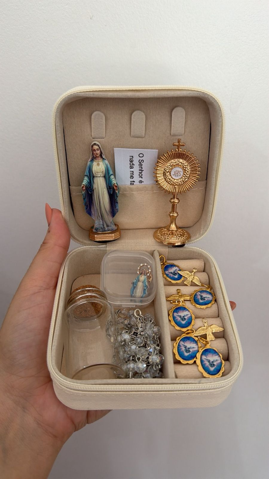 Oratório Portátil - Altar de Bolso com Imagens e Terço
